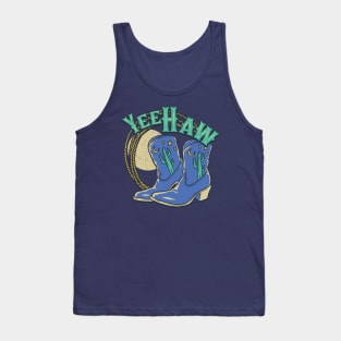 YeeHaw - These Boots Were Made for Walking | Blue Cowboy Boots Desert Night Moon Tank Top